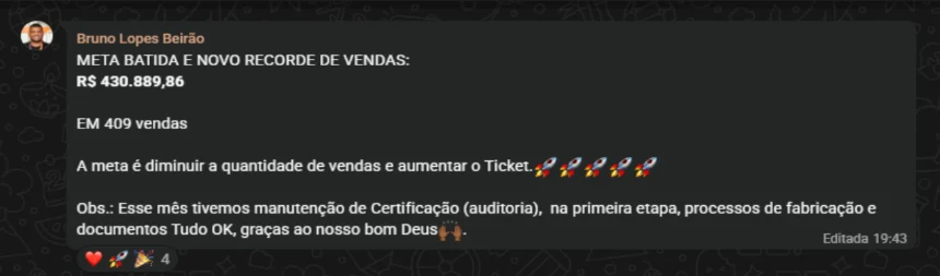 Resultado compartilhado por aluno AFACOM