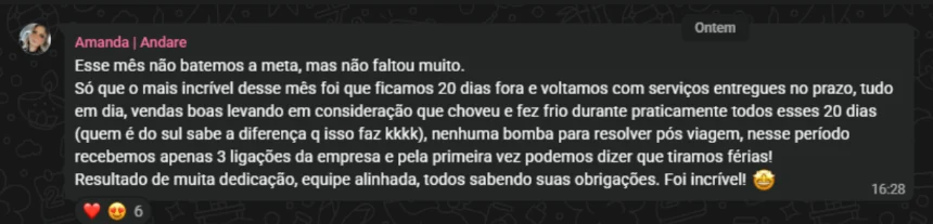 Resultado compartilhado por aluno AFACOM