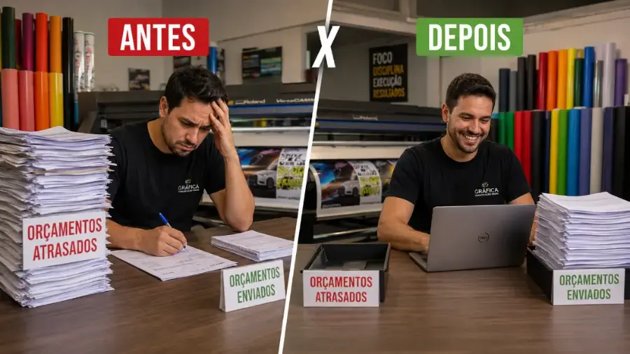 Antes e depois da planilha na equipe